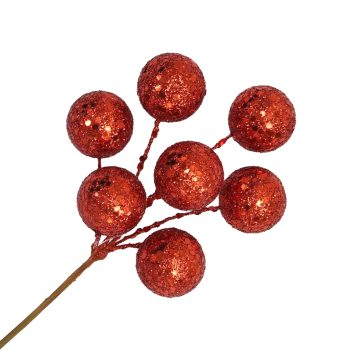 PICK BALL GLITTER X 7 9" RED