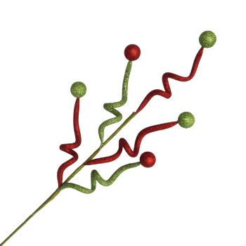 SPRAY CURLY GLITTER 24" RED/APPLE GREEN/WHITE