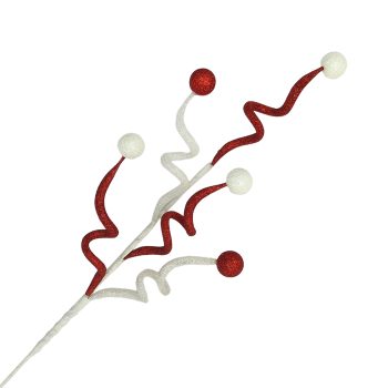 SPRAY CURLY GLITTER 24" RED/WHITE