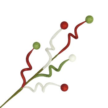 SPRAY CURLY GLITTER 24" RED/APPLE GREEN