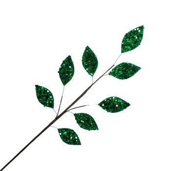 SPRAY LEAF SEQUIN FABRIC 31" GREEN