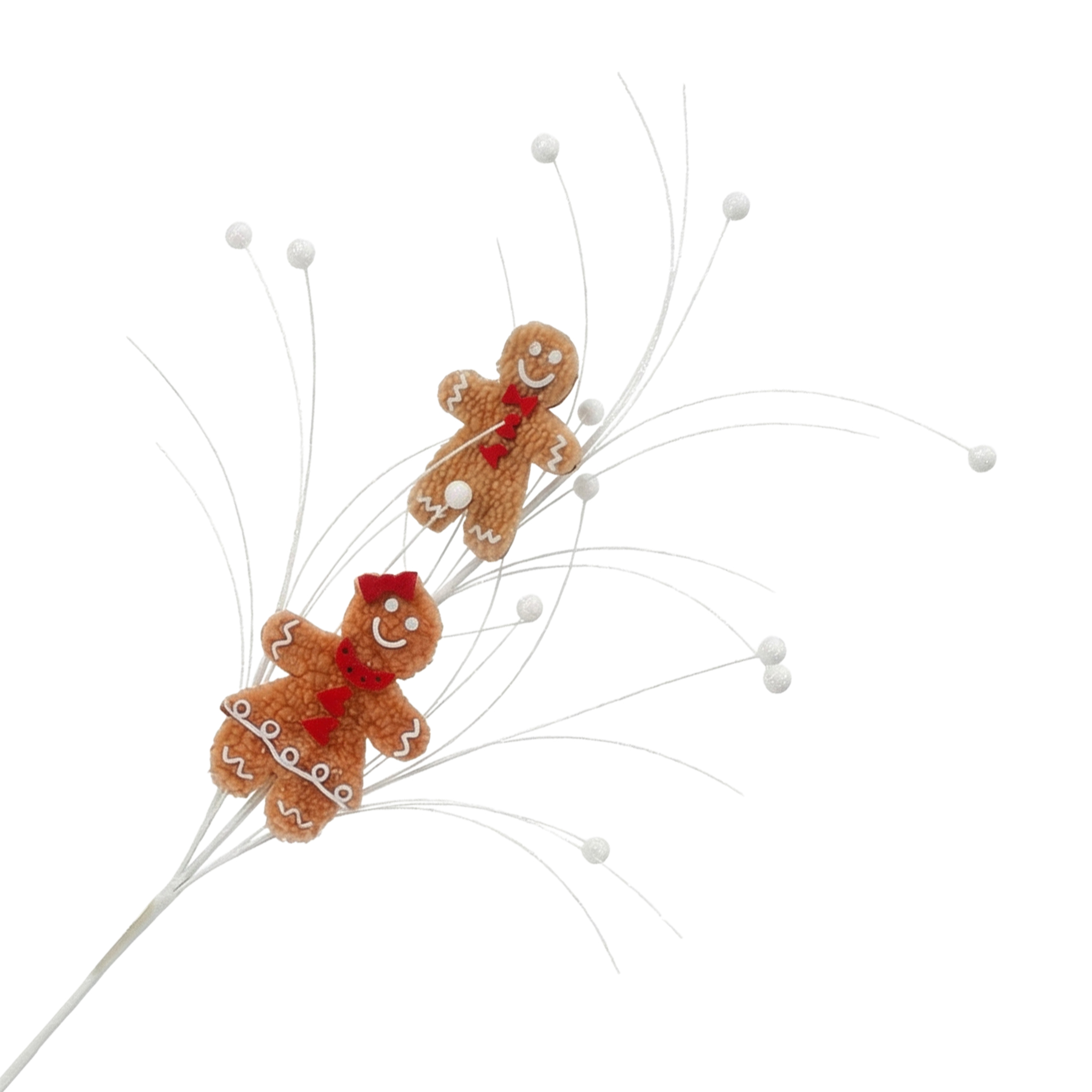 SPRAY GINGERBREAD COUPLE 30" BROWN/WHITE W/ CLOTHING