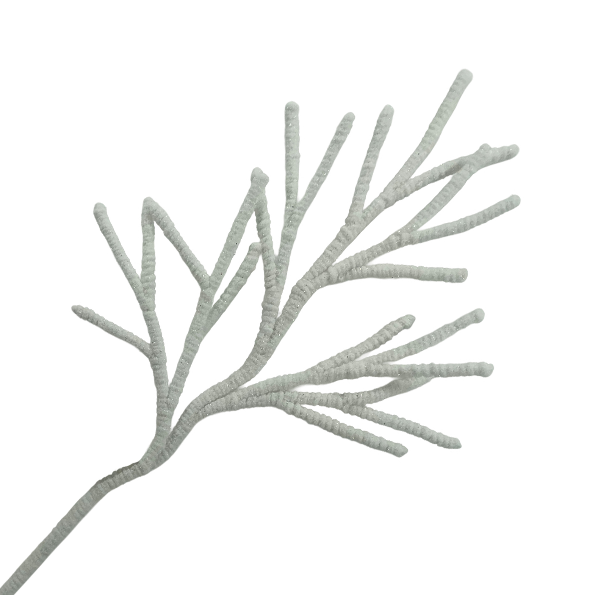 SPRAY WOVEN TWIG 32" WHITE FABRIC W/ GLITTER SPARKLE