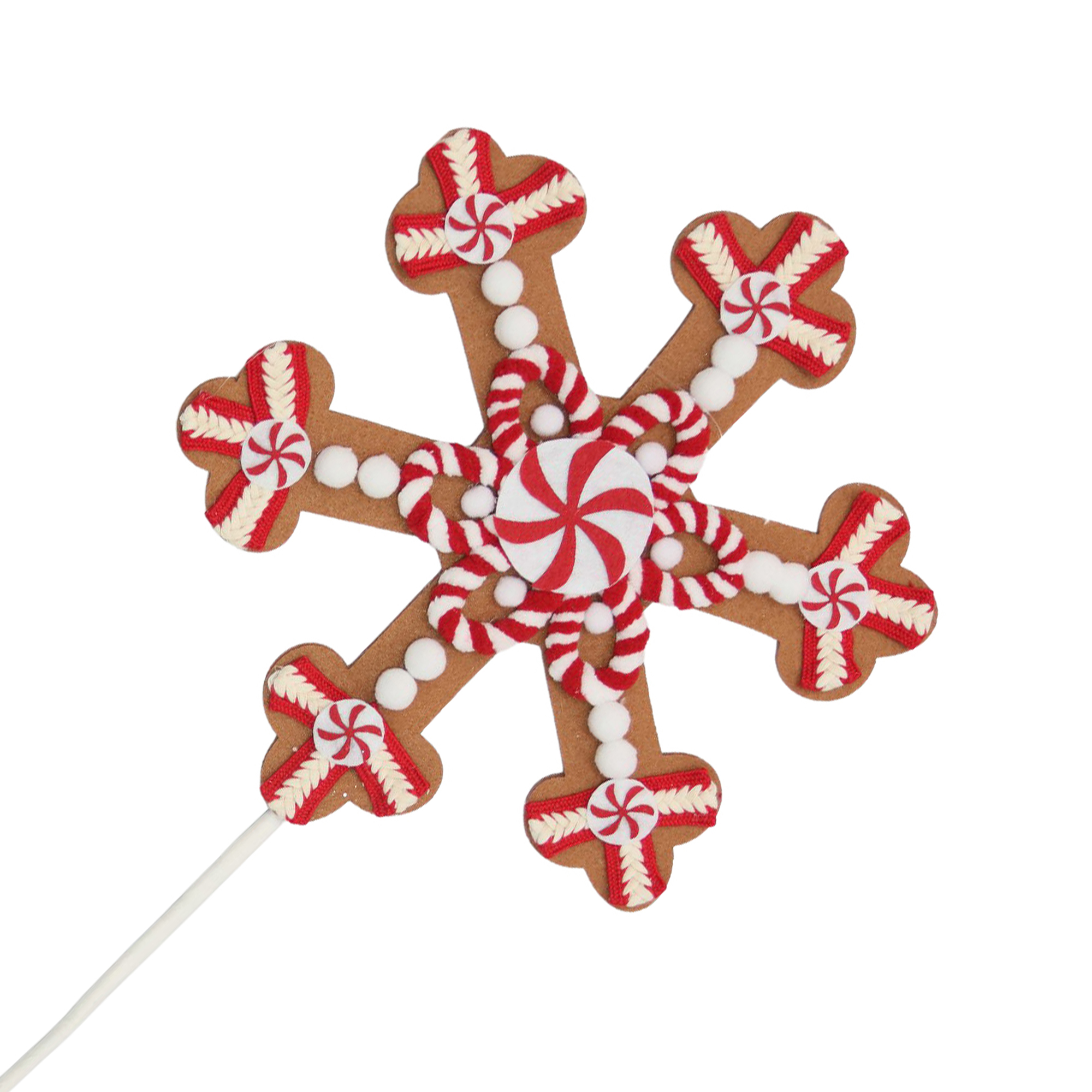 SNOWFLAKE STEM FABRIC 24"X10" PICK GINGERBREAD/ RED/ WHITE