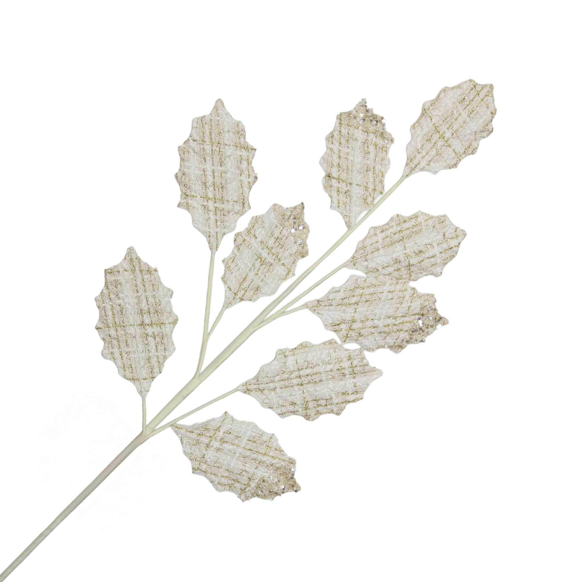 SPRAY FABRIC LEAF 27" IVORY PLAID
