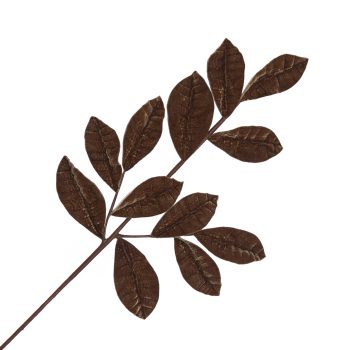 SPRAY VELVET LEAF 28" BROWN W/GLITTER