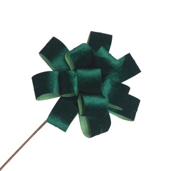 BOW FLOWER STEM VELEVET 20"X8" EMERALD