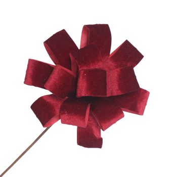 BOW FLOWER STEM VELVET 20"X8" BURGUNDY