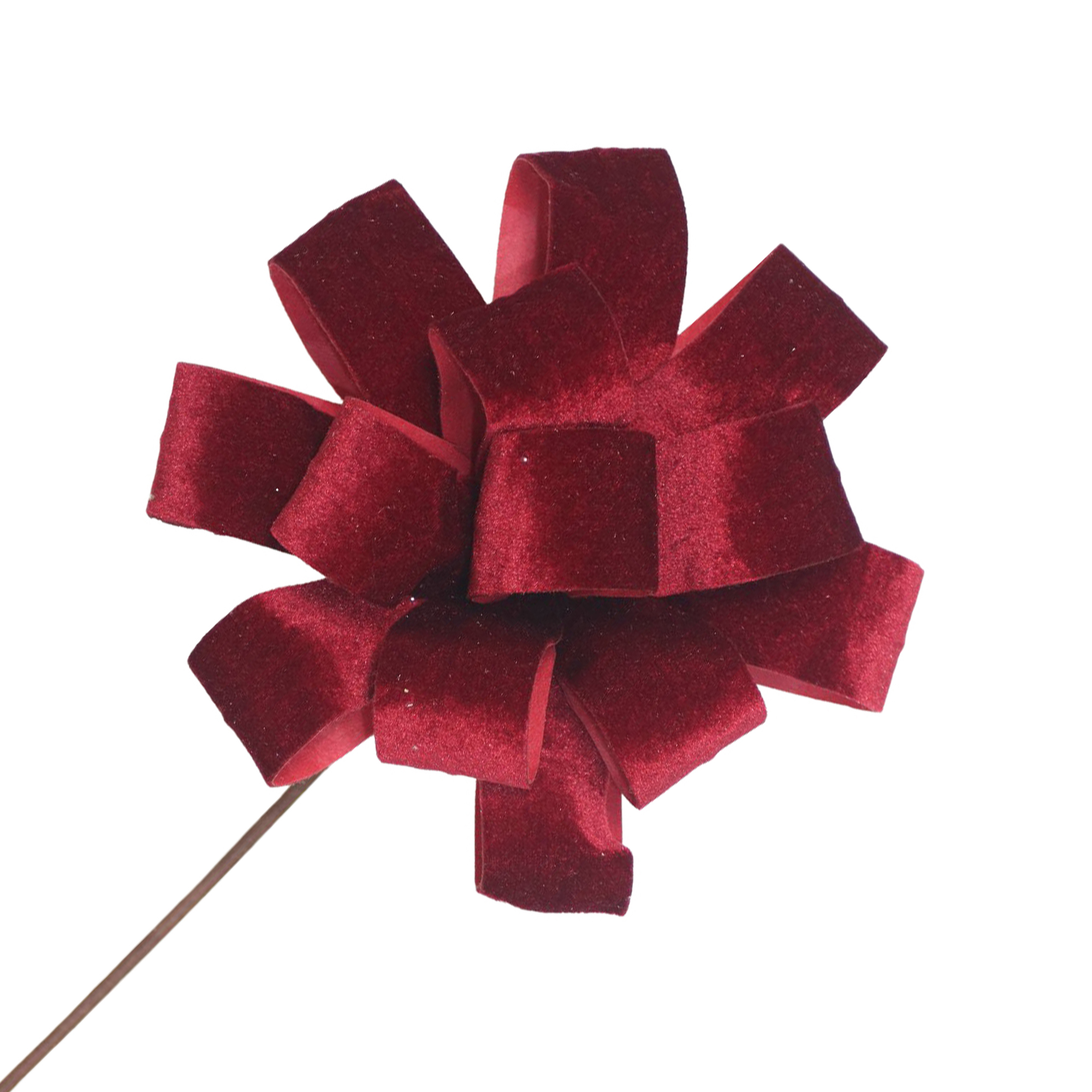 BOW FLOWER STEM VELVET 20"X8" BURGUNDY