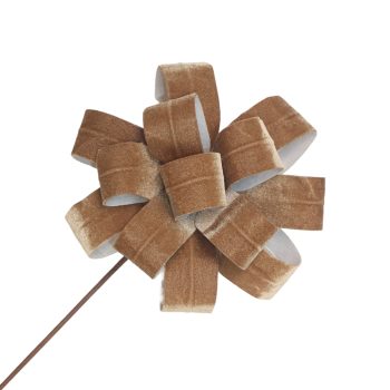 BOW FLOWER STEM VELVET 20"X8" CHAMPAGNE GOLD