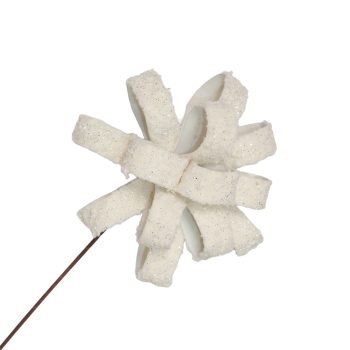 BOW FLOWER STEM WOOL 20"X8" IVORY