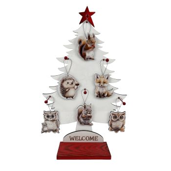 ORN ANIMALS WITH TREE DISPLAY 14"X23" MULTI GLOSSY FINISH WOOD/IRON 48PCS