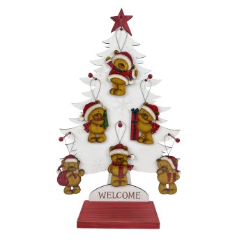 ORN BEAR WITH TREE DISPLAY 14"X23" MULTI GLOSSY FINISH WOOD/IRON 48PCS