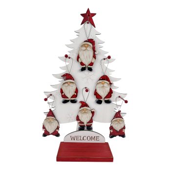 ORN GNOME WITH TREE DISPLAY 14"X23" MULTI GLOSSY FINISH WOOD/IRON 48PCS