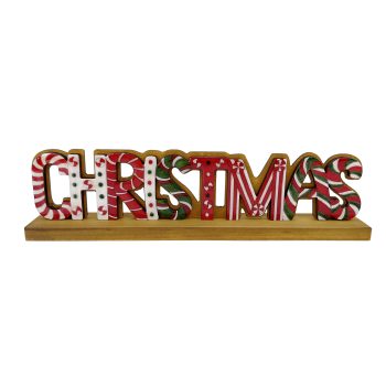 SIGN/TABLE DECOR "CHRISTMAS" STAND 11"X3" MULTI GLOSSY FINISH WOOD