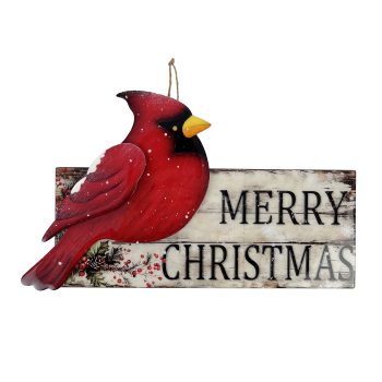 WALL DECOR CARDINAL PLAQUE 10"X6" MULTI GLOSSY FINISH WOOD/JUTE