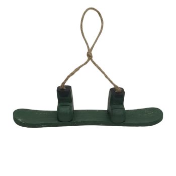 ORN SNOWBOARD 7"X1.5" GREEN WOOD/JUTE