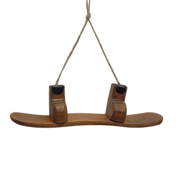 ORN SNOWBOARD 7"X1.5" BROWN WOOD/JUTE