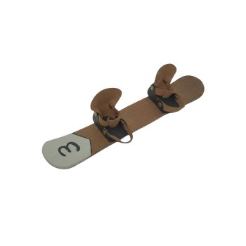 SNOWBOARD 11.5"X2.5" WOODEN/LEATHER BROWN
