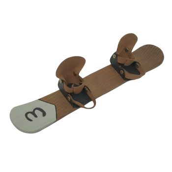 SNOWBOARD 21.5"X2.5" WOODEN/LEATHER BROWN