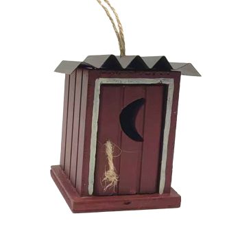 ORN OUTHOUSE 3"X3.5" WOODEN/METAL RED