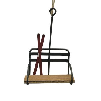 ORN SKI LIFT 5.5"X1.5" MIXED METAL/JUTE