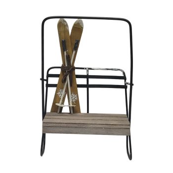 SKI CHAIR LIFT WITH SKI 6.5"X8.5" MIXED METAL/WOOD