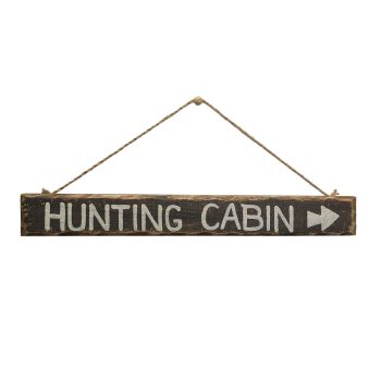 WALL DECOR 14.5" WOOD/JUTE "HUNTING CABIN"