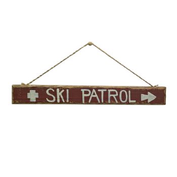 WALL DECOR 14.5" WOOD/JUTE "SKI PATROL"