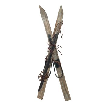 SKIS 35.5" GREY WOOD/LEATHER