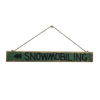 WALL DECOR 14.5" WOOD/JUTE "SNOWMOBILING"