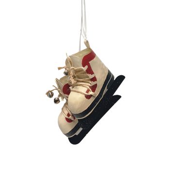 ORN ICE SKATES 5.5"X4.5" MIXED METAL/JUTE