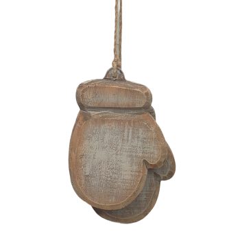 ORN MITTEN 3.5"X5.5" MIXED WOOD/JUTE