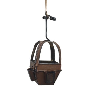 ORN CABLE CAR 2.5"X6.5" BROWN METAL/JUTE