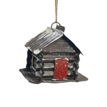 ORN CABIN 2.5"X3" BROWN MIXED METAL/JUTE