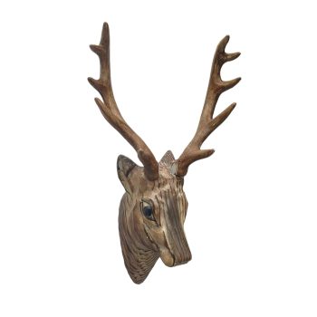ORN DEER HEAD 9.5" NATURAL WOOD