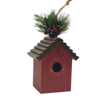 ORN BIRDHOUSE 3.5"X5" MIXED WOOD/PINE