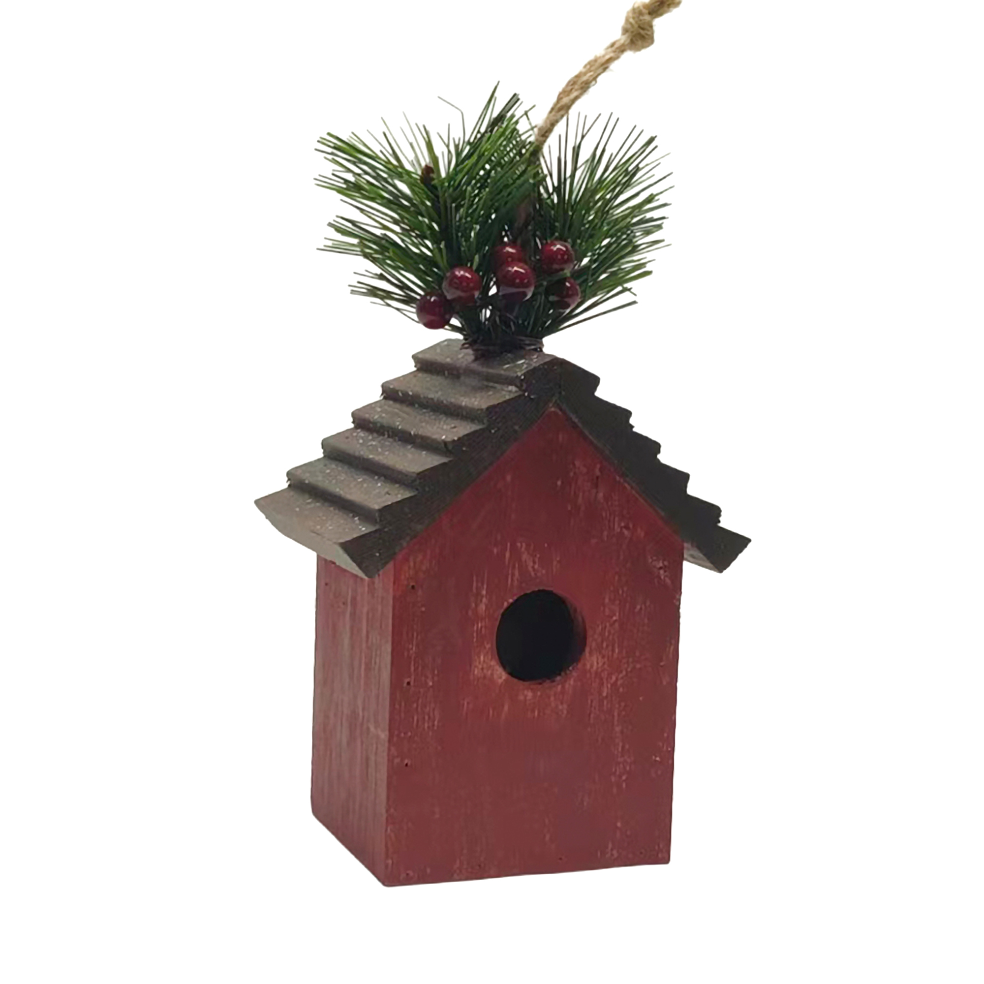 ORN BIRDHOUSE 3.5"X5" MIXED WOOD/PINE
