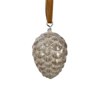 ORN PINECONE WOODEN 1.5" LT. BROWN ANTIQUE GOLD BRUSHED FINISHED