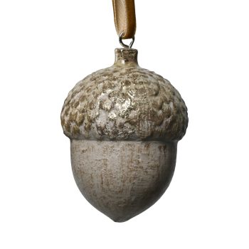 ORN PINECONE WOODEN 3.5" LT. BROWN ANTIQUE GOLD BRUSHED FINISHED