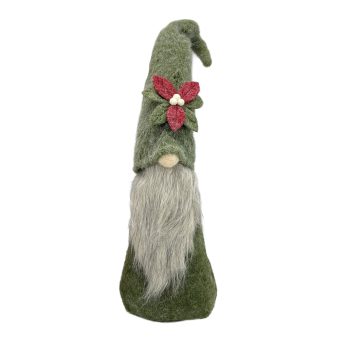 PLUSH GNOME FELT 24" GREEN W/POINSETTIA