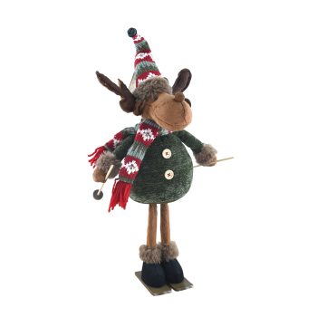 PLUSH STANDING MOOSE W/SWEATER 8"X21" BRWN GREEN