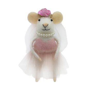 ORN WOOL MOUSE 3"X5" PINK WITH GIFT