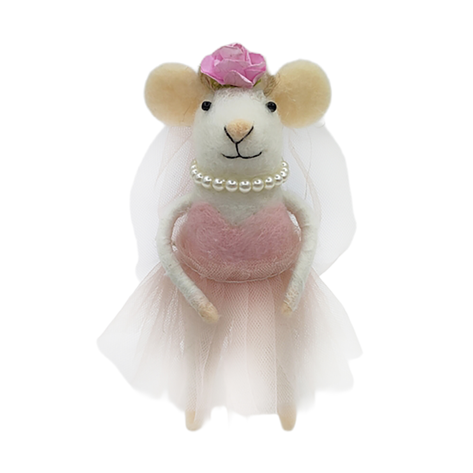 ORN WOOL MOUSE 3"X5" PINK WITH GIFT