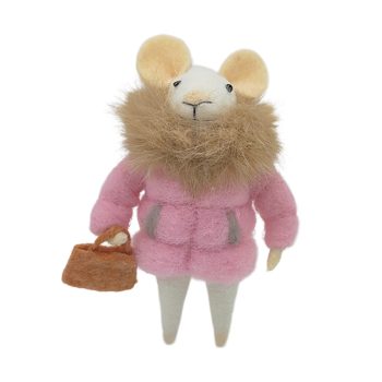 ORN WOOL MOUSE 3"X4.5" PINK JACKET WITH BAG