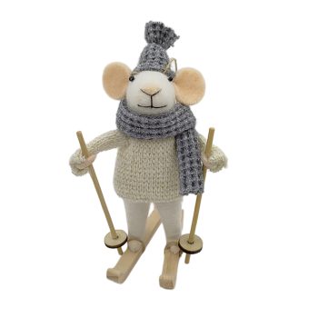 ORN WOOL MOUSE 3"X5" GREY SCARF AND TOQUE SKIING