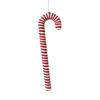 ORN FABRIC CANDY CANE 12" RED/WHITE FURRY