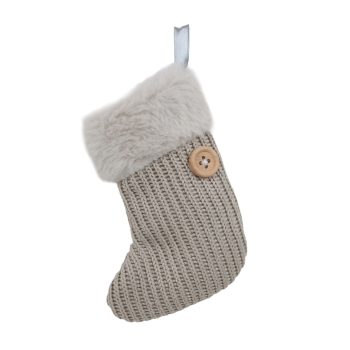 ORN FABRICSTOCKING 4"X5" GREY W/FUR CUFF
