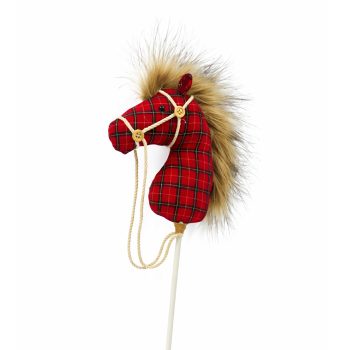 HORSE HEAD PICK 18"X2" RED PLAID FABRIC