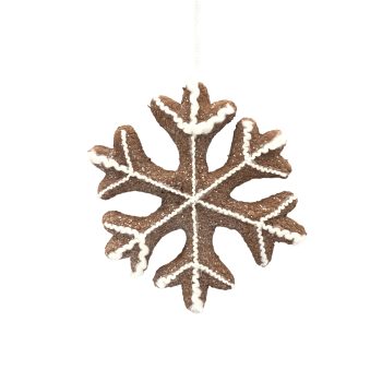 ORN FABRIC GINGERBREAD SNOWFLAKE 4"X1" BROWN/WHITE